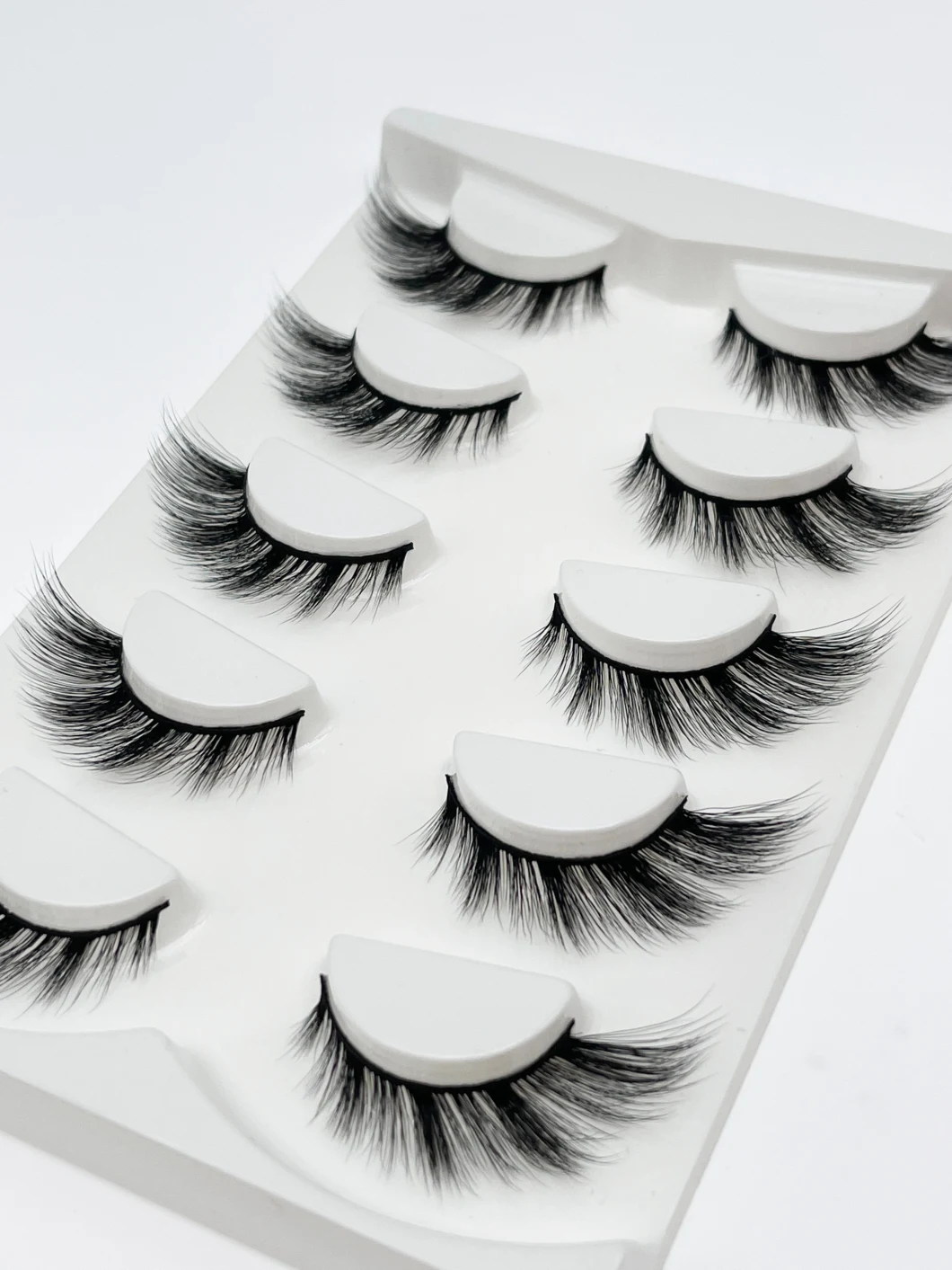 15mm Cat Eye Faux Mink Lashes Natural Black Synthetic Strips Eyelashes